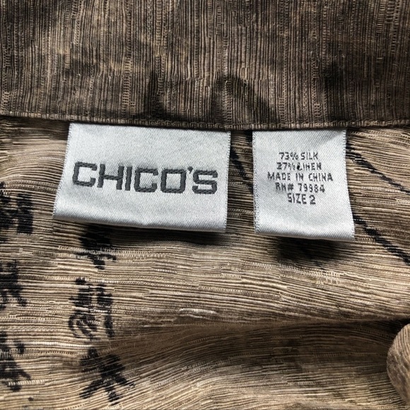 Chico’s Oriental Print Silk & Linen Pocket Shirt - Picture 7 of 11